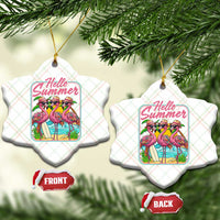 Summer Flamingo Pink Ceramic Ornament Tropical Palm Tree Beach Vacation