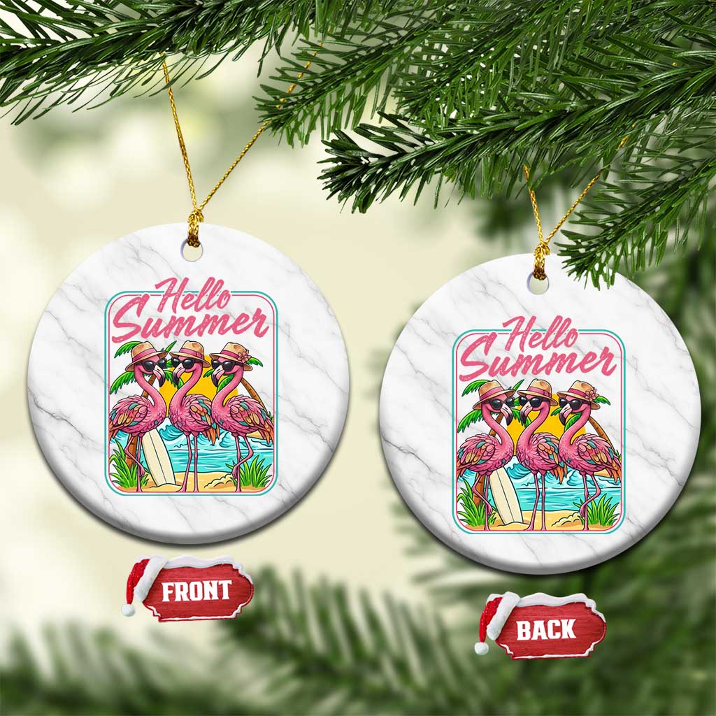 Summer Flamingo Pink Ceramic Ornament Tropical Palm Tree Beach Vacation