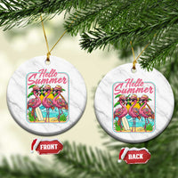 Summer Flamingo Pink Ceramic Ornament Tropical Palm Tree Beach Vacation