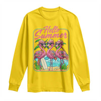 Summer Flamingo Pink Long Sleeve Shirt Tropical Palm Tree Beach Vacation