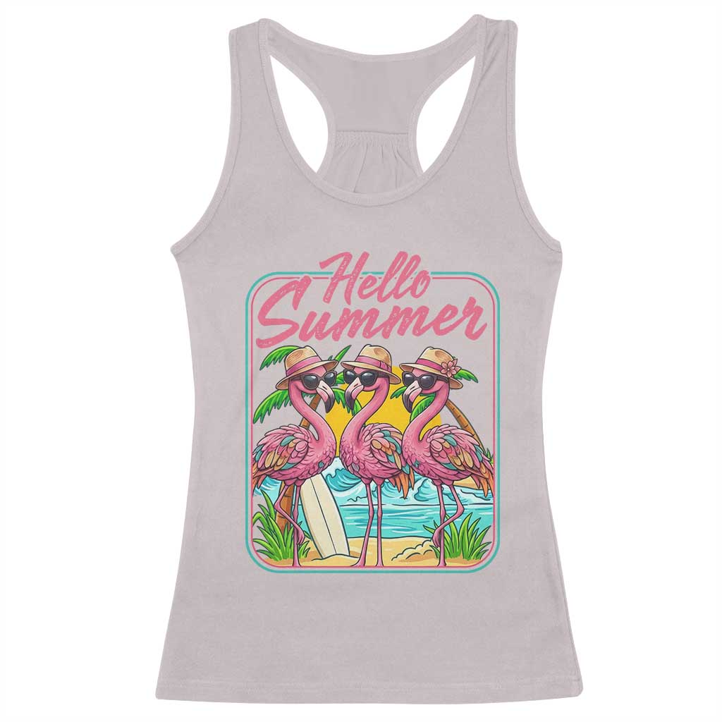 Summer Flamingo Pink Racerback Tank Top Tropical Palm Tree Beach Vacation