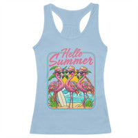 Summer Flamingo Pink Racerback Tank Top Tropical Palm Tree Beach Vacation