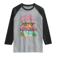 Summer Flamingo Pink Raglan Shirt Tropical Palm Tree Beach Vacation