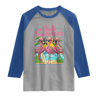 Summer Flamingo Pink Raglan Shirt Tropical Palm Tree Beach Vacation