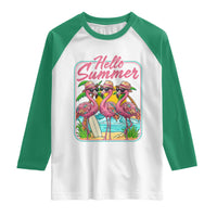 Summer Flamingo Pink Raglan Shirt Tropical Palm Tree Beach Vacation