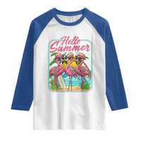 Summer Flamingo Pink Raglan Shirt Tropical Palm Tree Beach Vacation