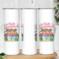 Summer Flamingo Pink Skinny Tumbler Tropical Palm Tree Beach Vacation
