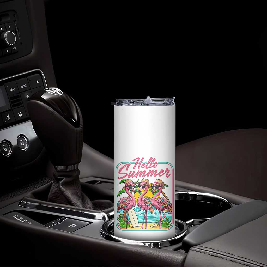 Summer Flamingo Pink Skinny Tumbler Tropical Palm Tree Beach Vacation
