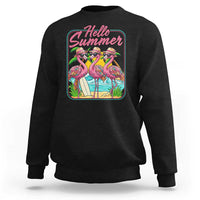 Summer Flamingo Pink Sweatshirt Tropical Palm Tree Beach Vacation