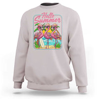 Summer Flamingo Pink Sweatshirt Tropical Palm Tree Beach Vacation