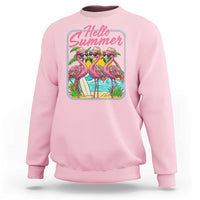 Summer Flamingo Pink Sweatshirt Tropical Palm Tree Beach Vacation