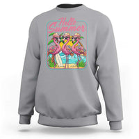 Summer Flamingo Pink Sweatshirt Tropical Palm Tree Beach Vacation