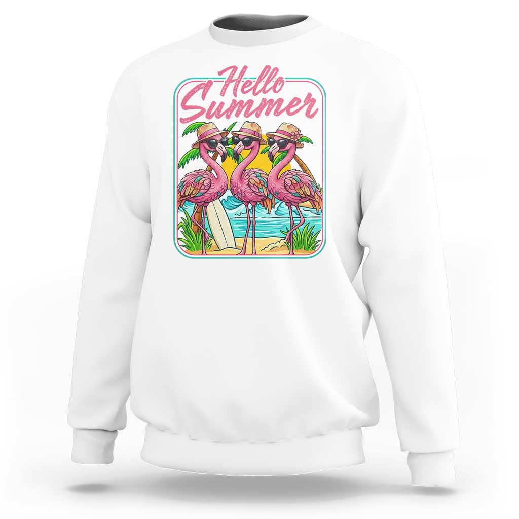 Summer Flamingo Pink Sweatshirt Tropical Palm Tree Beach Vacation