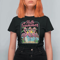 Summer Flamingo Pink T Shirt For Women Tropical Palm Tree Beach Vacation