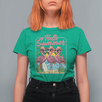 Summer Flamingo Pink T Shirt For Women Tropical Palm Tree Beach Vacation