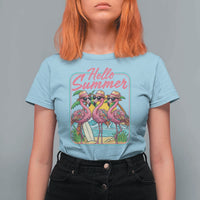Summer Flamingo Pink T Shirt For Women Tropical Palm Tree Beach Vacation