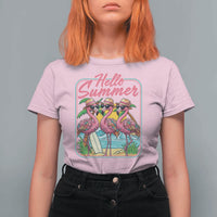 Summer Flamingo Pink T Shirt For Women Tropical Palm Tree Beach Vacation