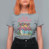 Summer Flamingo Pink T Shirt For Women Tropical Palm Tree Beach Vacation