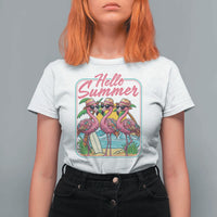 Summer Flamingo Pink T Shirt For Women Tropical Palm Tree Beach Vacation