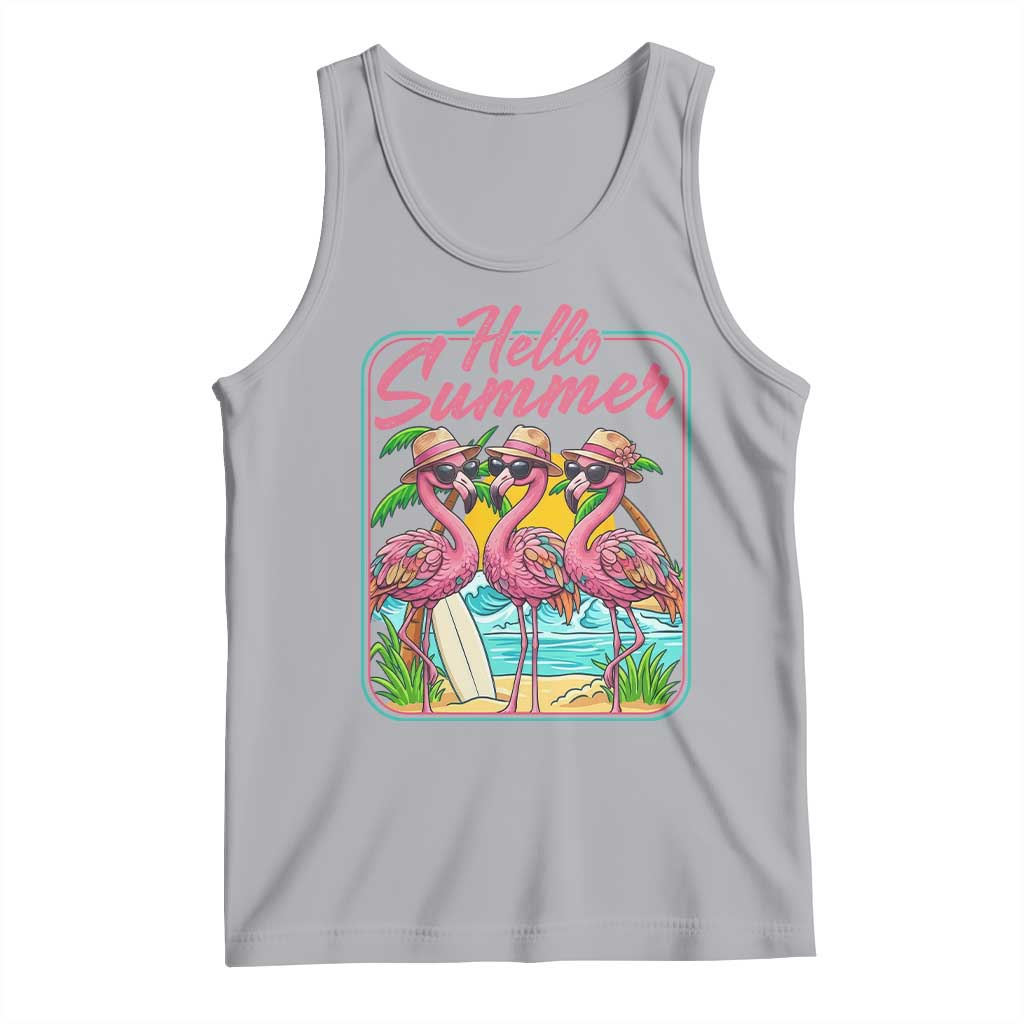 Summer Flamingo Pink Tank Top Tropical Palm Tree Beach Vacation