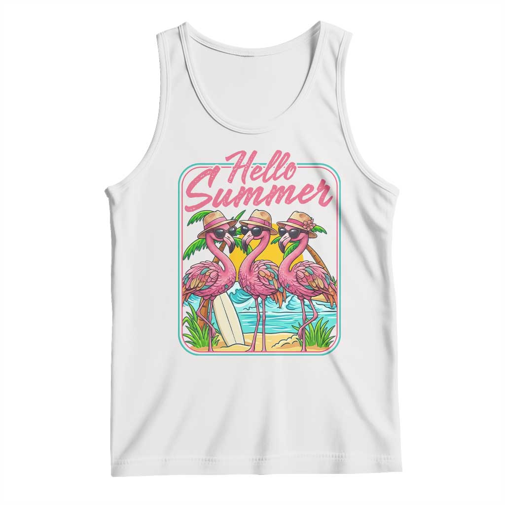 Summer Flamingo Pink Tank Top Tropical Palm Tree Beach Vacation
