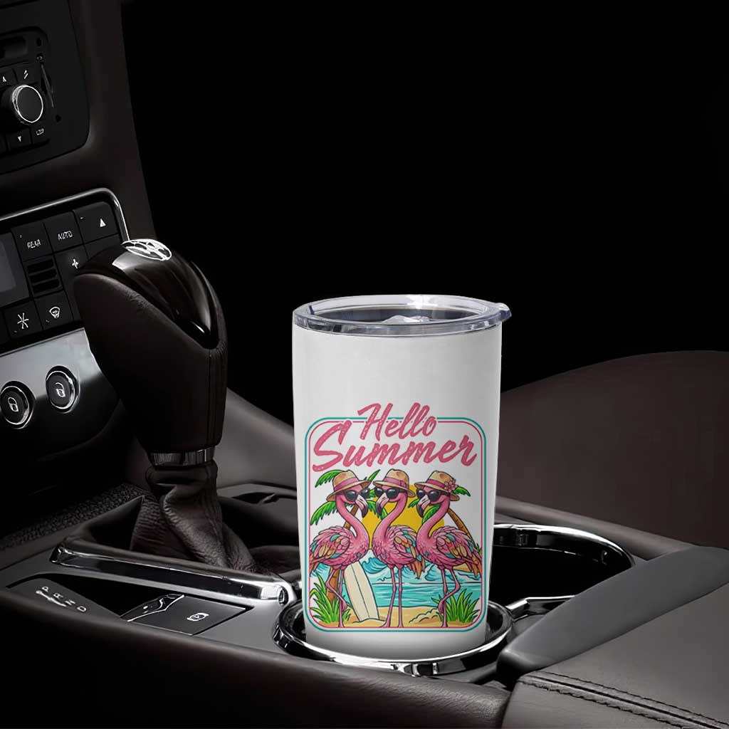Summer Flamingo Pink Tumbler Cup Tropical Palm Tree Beach Vacation