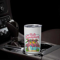 Summer Flamingo Pink Tumbler Cup Tropical Palm Tree Beach Vacation