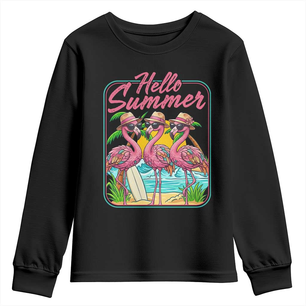 Summer Flamingo Pink Youth Sweatshirt Tropical Palm Tree Beach Vacation