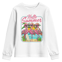 Summer Flamingo Pink Youth Sweatshirt Tropical Palm Tree Beach Vacation