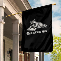 Feral But Well Read Garden Flag Funny Raccoon Reading Book Lover