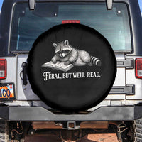 Feral But Well Read Spare Tire Cover Funny Raccoon Reading Book Lover