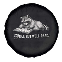 Feral But Well Read Spare Tire Cover Funny Raccoon Reading Book Lover