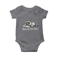 Feral But Well Read Baby Onesie Funny Raccoon Reading Book Lover
