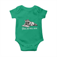 Feral But Well Read Baby Onesie Funny Raccoon Reading Book Lover
