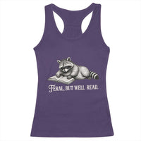 Feral But Well Read Racerback Tank Top Funny Raccoon Reading Book Lover