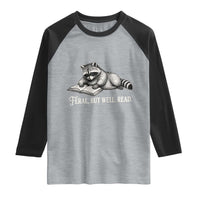 Feral But Well Read Raglan Shirt Funny Raccoon Reading Book Lover