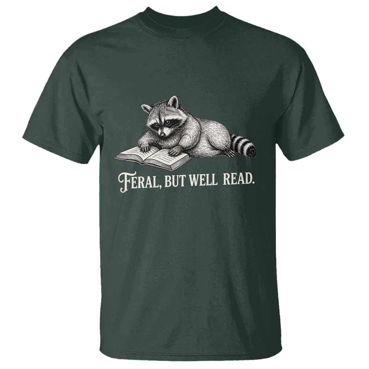 Feral But Well Read T Shirt Funny Raccoon Reading Book Lover