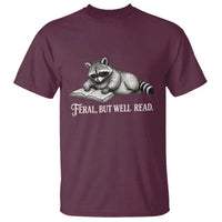 Feral But Well Read T Shirt Funny Raccoon Reading Book Lover