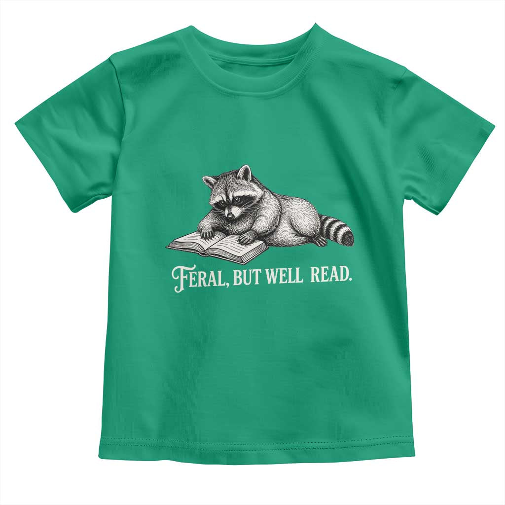 Feral But Well Read Toddler T Shirt Funny Raccoon Reading Book Lover