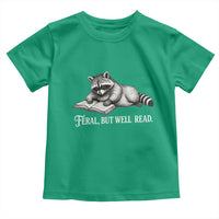 Feral But Well Read Toddler T Shirt Funny Raccoon Reading Book Lover