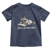 Feral But Well Read Toddler T Shirt Funny Raccoon Reading Book Lover