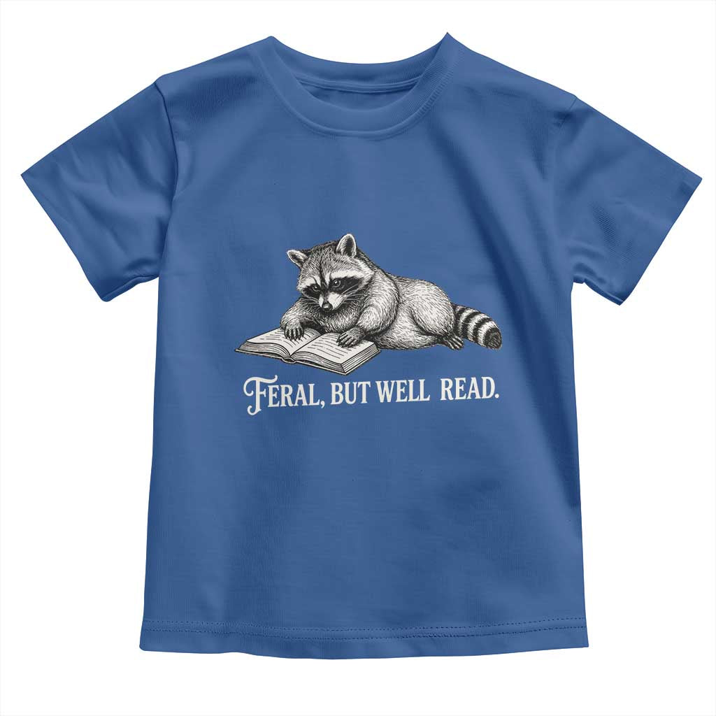 Feral But Well Read Toddler T Shirt Funny Raccoon Reading Book Lover