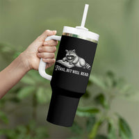 Feral But Well Read Tumbler With Handle Funny Raccoon Reading Book Lover