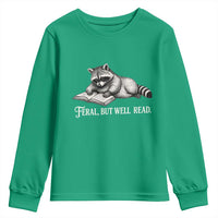 Feral But Well Read Youth Sweatshirt Funny Raccoon Reading Book Lover