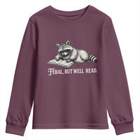 Feral But Well Read Youth Sweatshirt Funny Raccoon Reading Book Lover