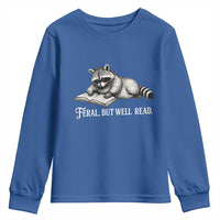 Feral But Well Read Youth Sweatshirt Funny Raccoon Reading Book Lover