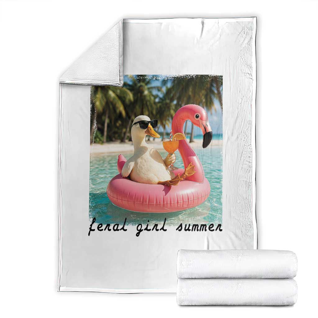 Feral Girl Summer Throw Blanket Silly Goose Summer Beach Meme