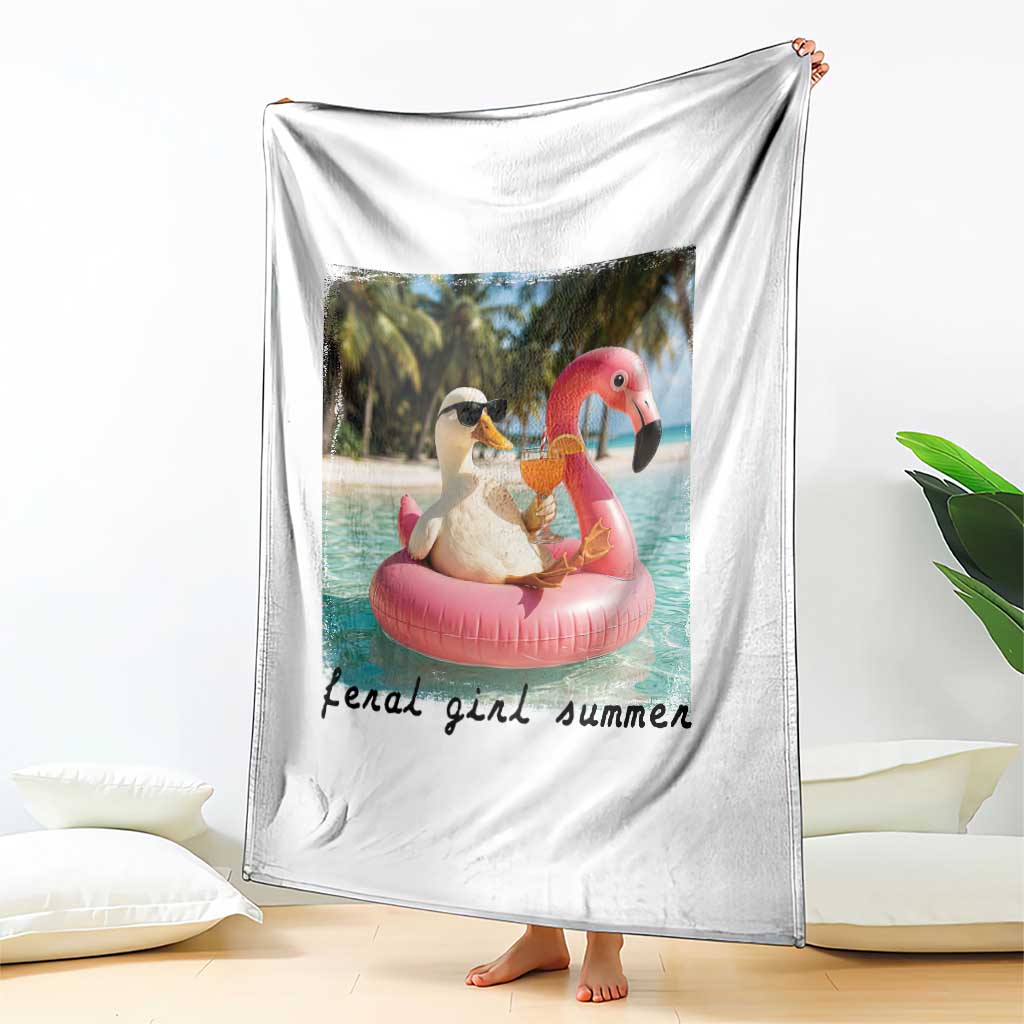 Feral Girl Summer Throw Blanket Silly Goose Summer Beach Meme