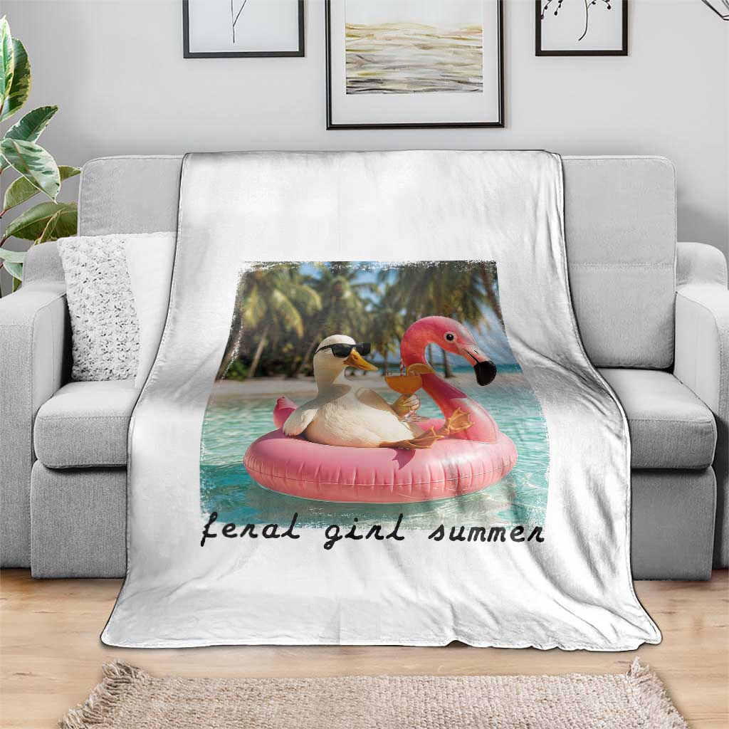 Feral Girl Summer Throw Blanket Silly Goose Summer Beach Meme