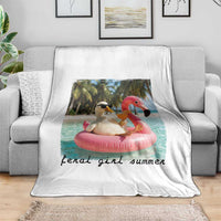Feral Girl Summer Throw Blanket Silly Goose Summer Beach Meme